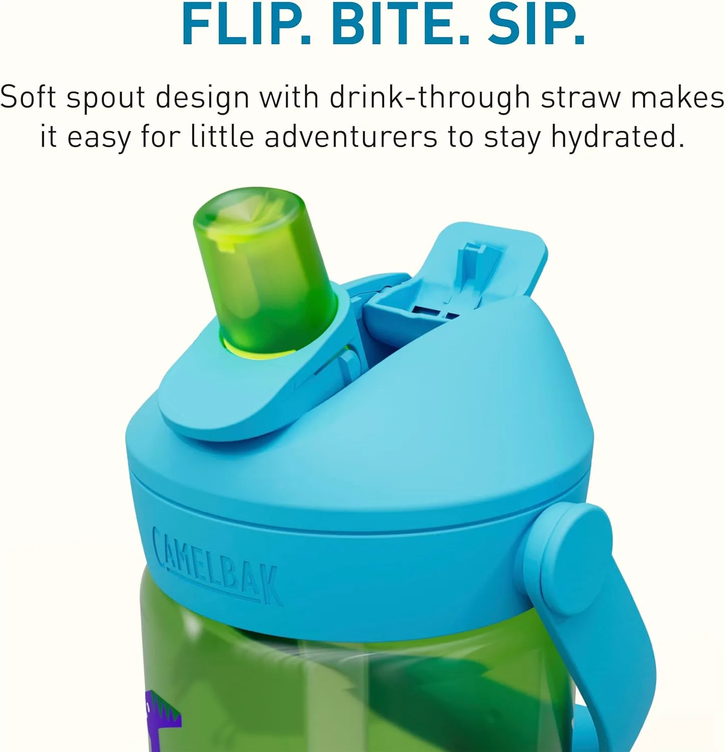 CAMELBAK Thrive Flip Straw Kids Bite Valve Water Bottle 14oz Tritan Renew
