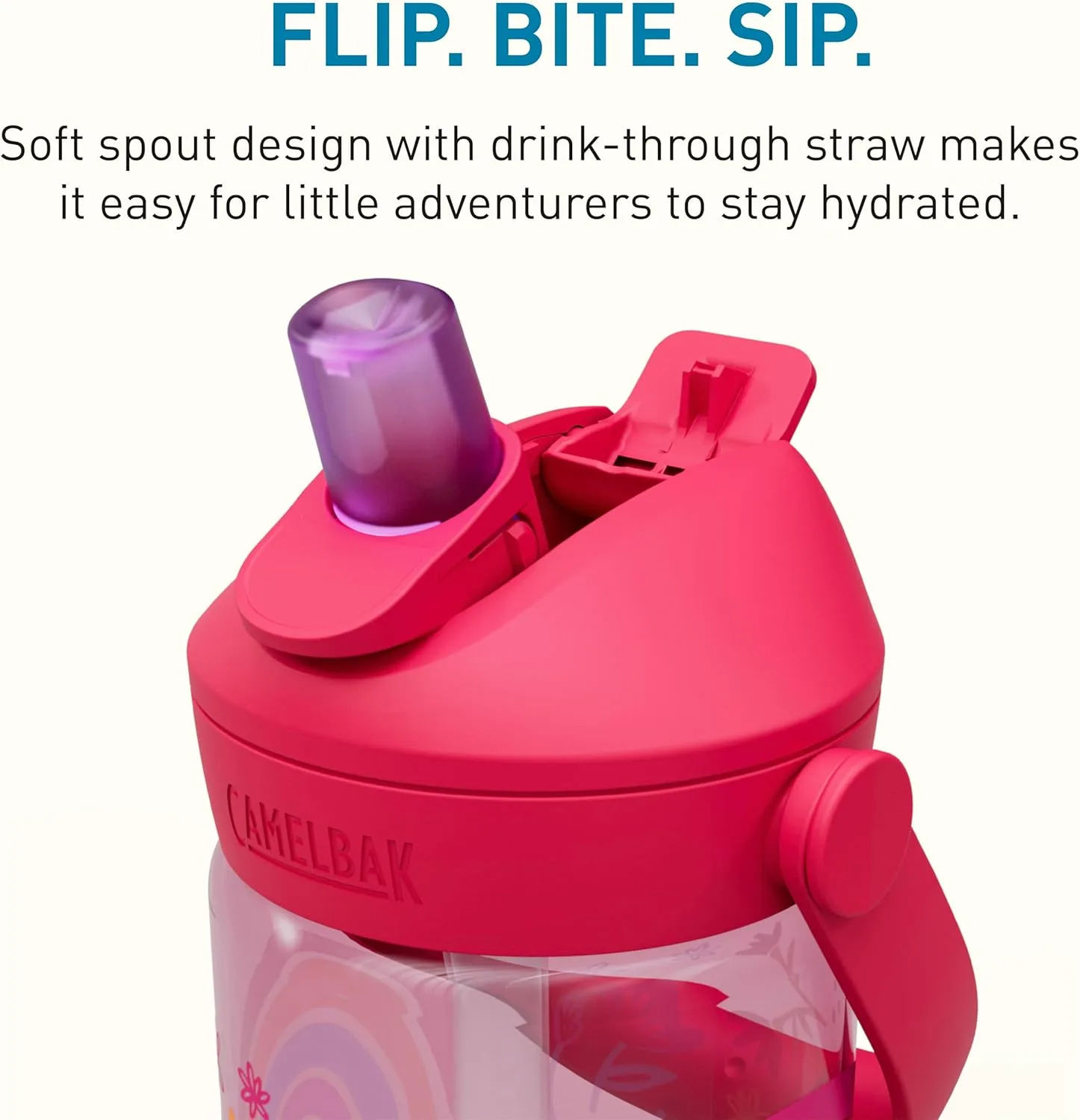 CAMELBAK Thrive Flip Straw Kids Bite Valve Water Bottle 14oz Tritan Renew