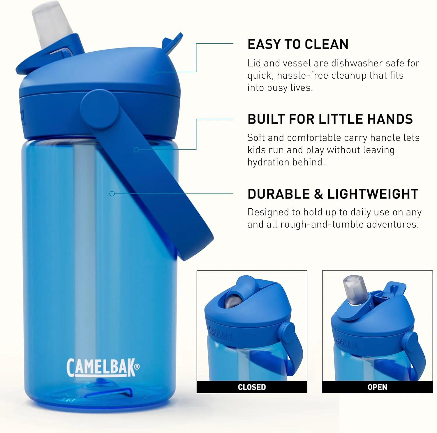 CAMELBAK Thrive Flip Straw Kids Bite Valve Water Bottle 14oz Tritan Renew