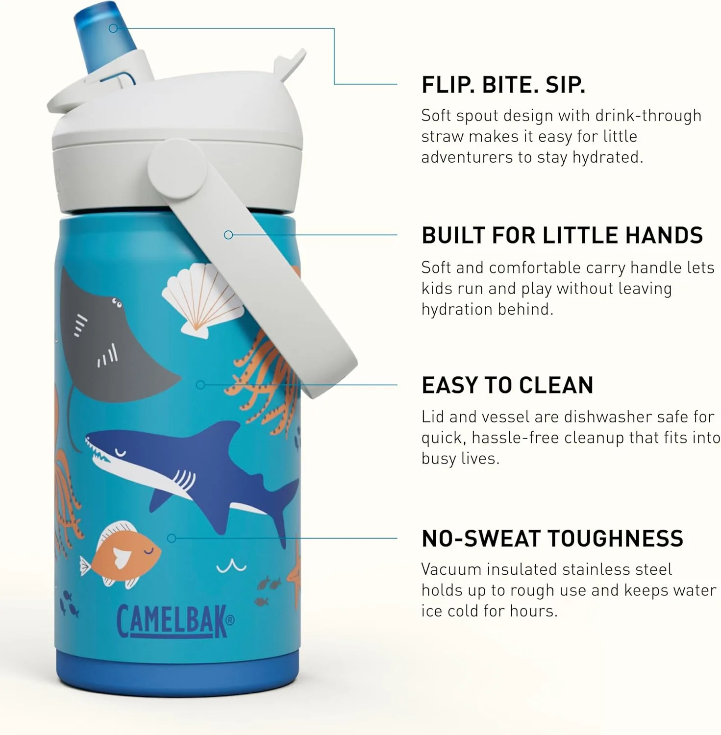 CAMELBAK Thrive Flip Straw Kids Stainless Steel Water Bottle