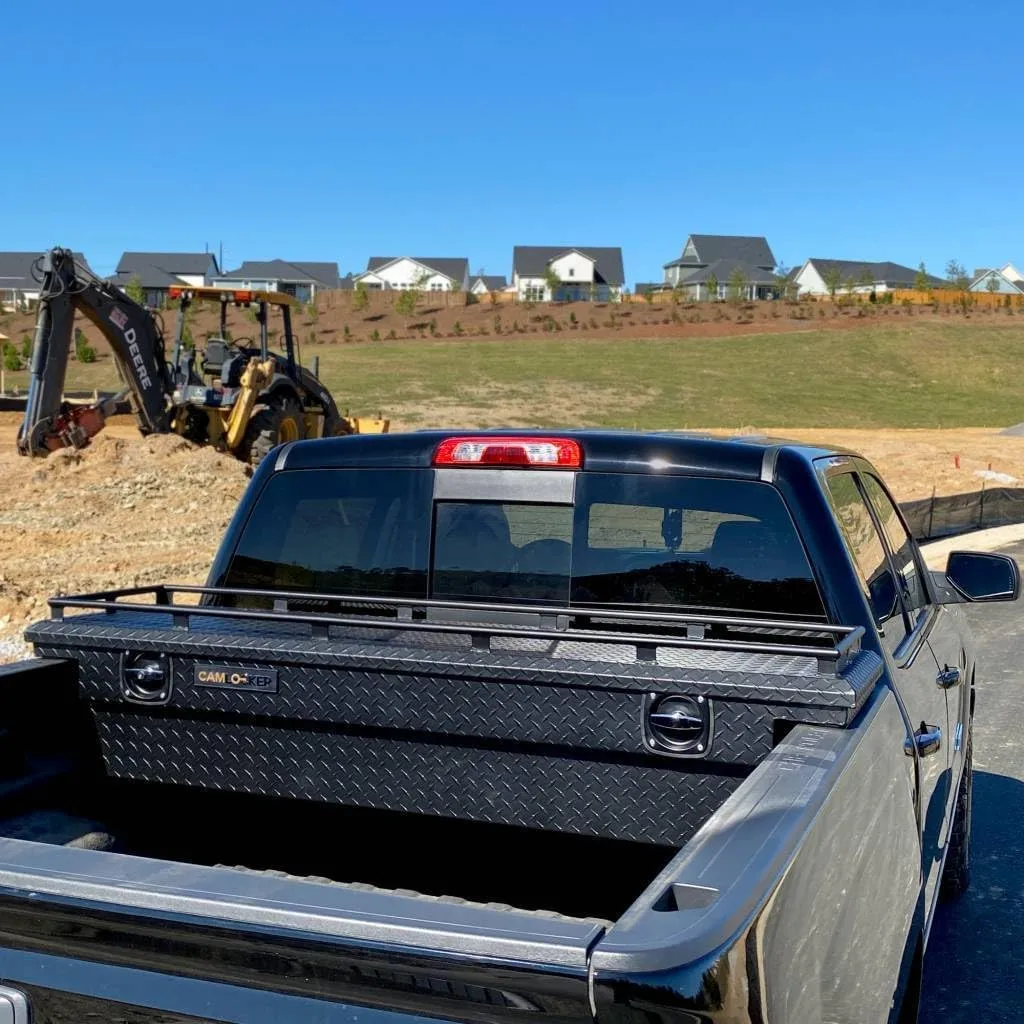 CAMLOCKER S71LPMB 71 Inch Low Profile Crossover Tool Box, Heavy Duty Aluminum, Matte Black, Secure Storage For Pickup Trucks, Weather Tight Construction, with Sliding Tool Tray Organizer, Made in USA