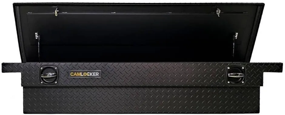 CAMLOCKER S71LPMB 71 Inch Low Profile Crossover Tool Box, Heavy Duty Aluminum, Matte Black, Secure Storage For Pickup Trucks, Weather Tight Construction, with Sliding Tool Tray Organizer, Made in USA