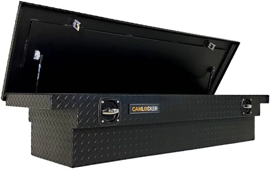 CAMLOCKER S71LPMB 71 Inch Low Profile Crossover Tool Box, Heavy Duty Aluminum, Matte Black, Secure Storage For Pickup Trucks, Weather Tight Construction, with Sliding Tool Tray Organizer, Made in USA