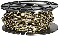 Campbell 0723367 Low Carbon Steel Straight Link Machine Chain on Reel, Brass Glo, #3 Trade, 0.14" Diameter, 50' Length