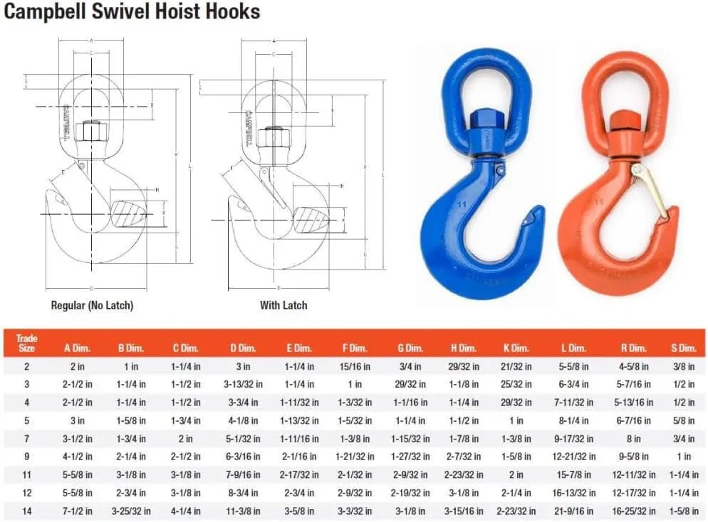 ALLOY SWVL HOIST HK W/LATCH PL #11 11T