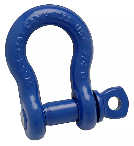 Campbell 419-S Screw Pin Anchor Shackles, Drop-Forged Carbon Steel, Painted Blue, 5/16" Trade, 3/4 ton Working Load Limit