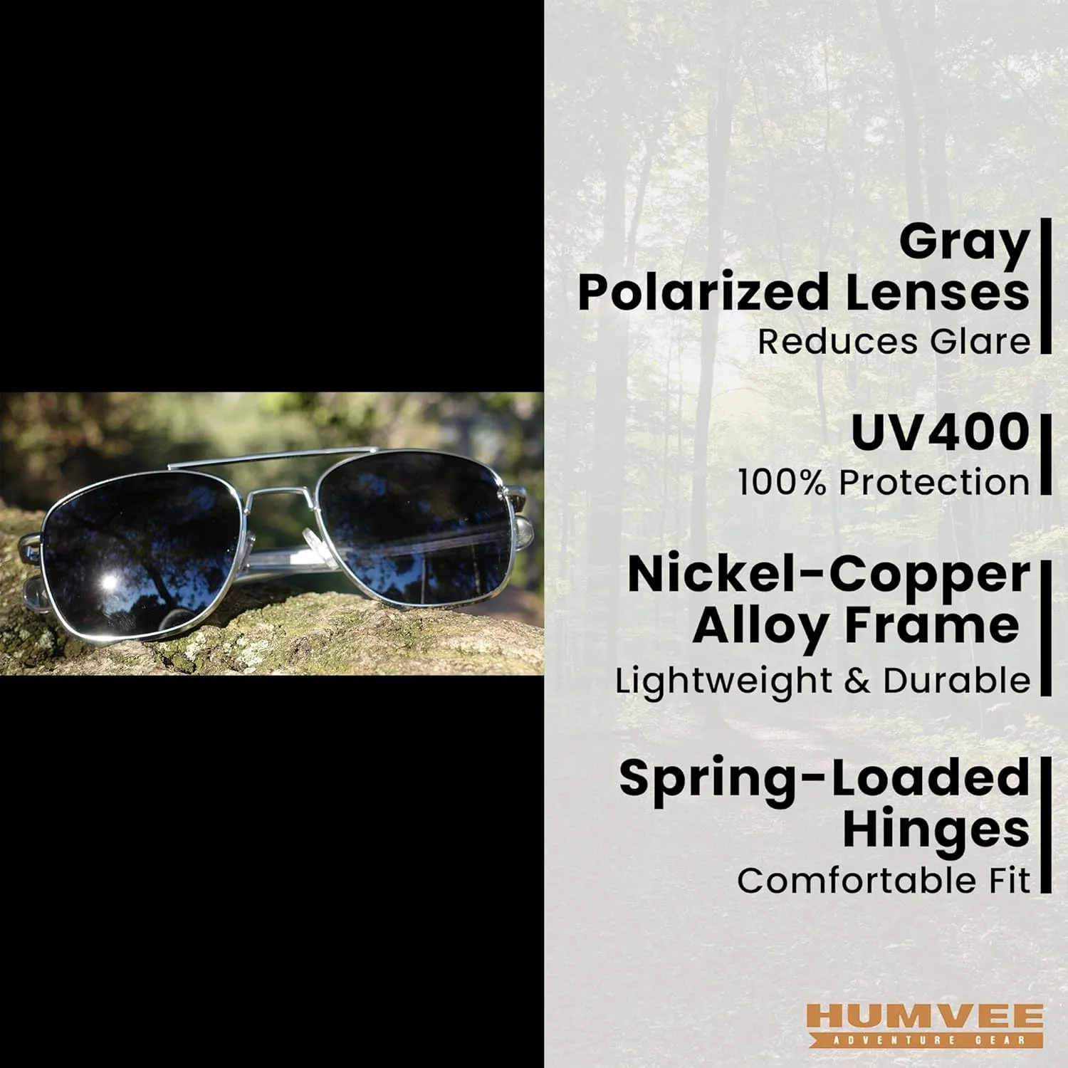 CAMPCO HUMVEE Polarized Aviator Pilot Sunglasses