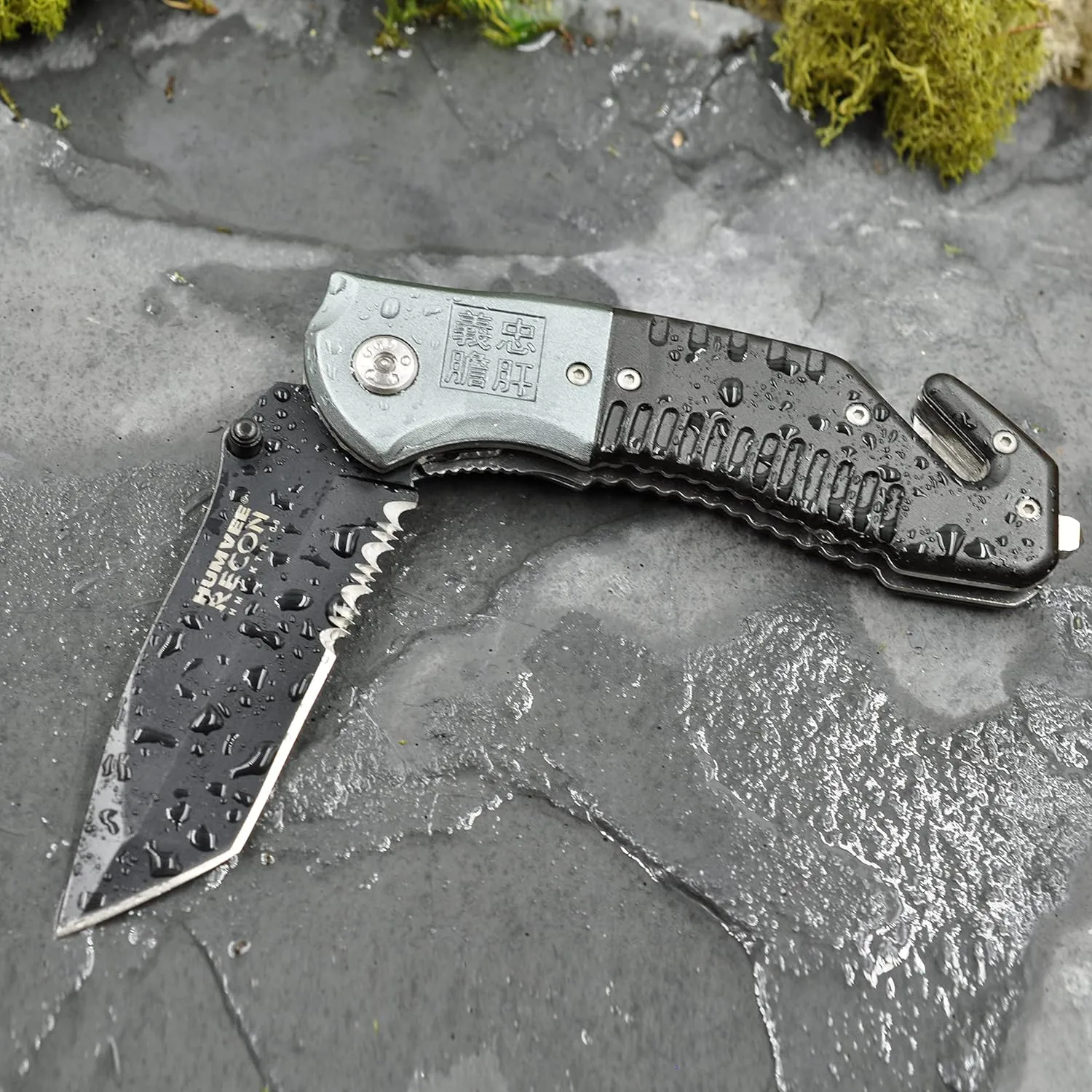 CAMPCO HUMVEE Tactical Recon 8 Pocket Knife with Spring Assist, Tactical Gear, Folding Knife, Serrated Stainless Steel Blade