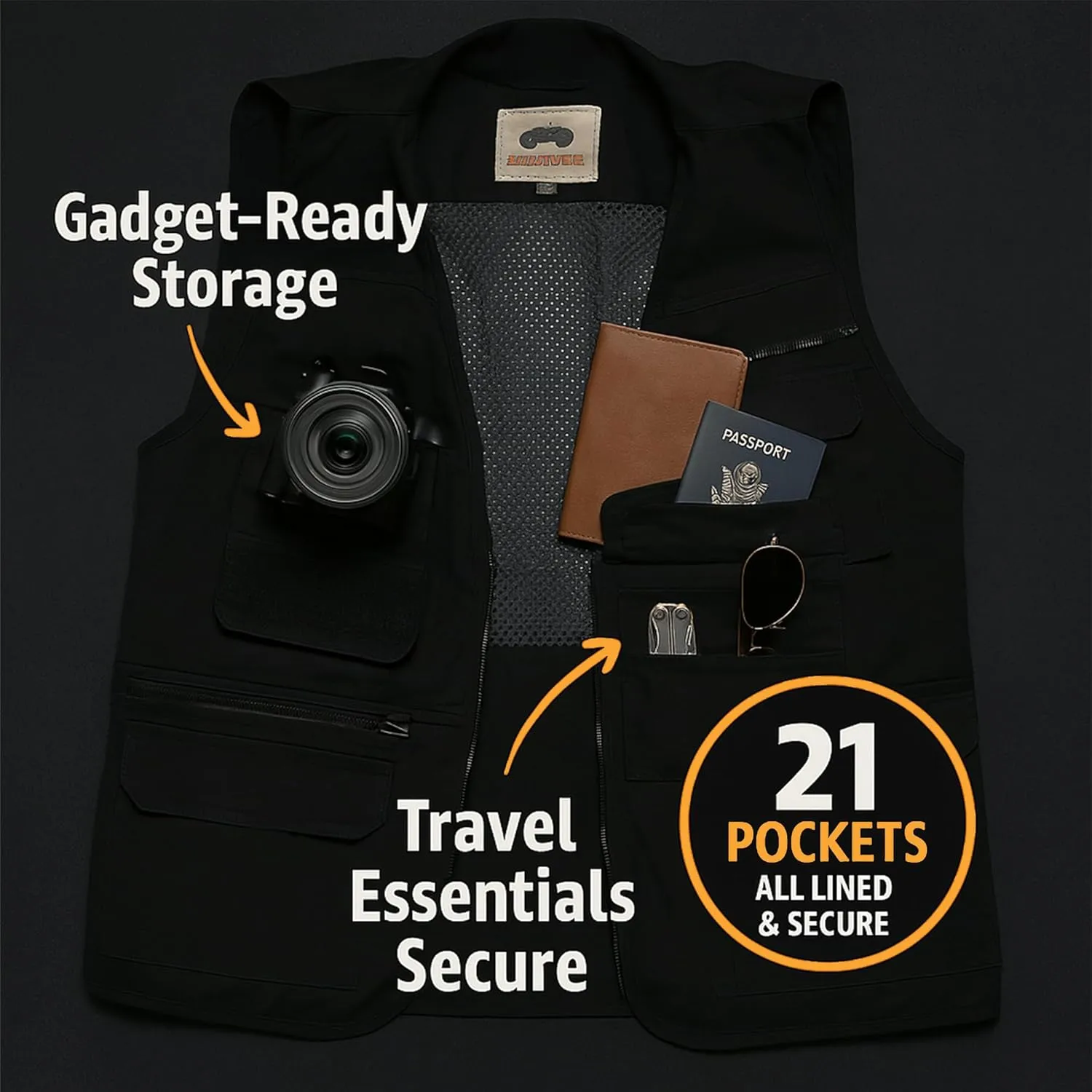 CAMPCO Humvee Utility Safari Vest - 100% Cotton Tactical Travel Vest