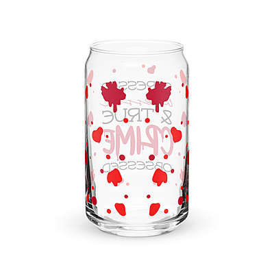 Stressed, Blessed & True Crime Obsessed Can-Shaped Glass with Bamboo Lid & Straw – 16 oz