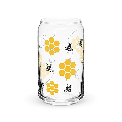 Bees Can-shaped glass