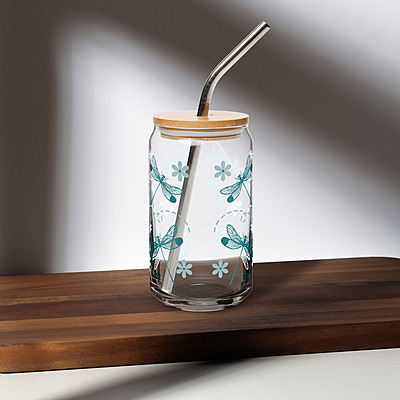 Dragonfly Can-shaped glass