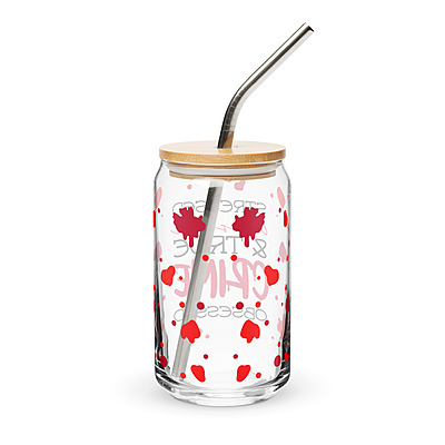 Stressed, Blessed & True Crime Obsessed Can-Shaped Glass with Bamboo Lid & Straw – 16 oz