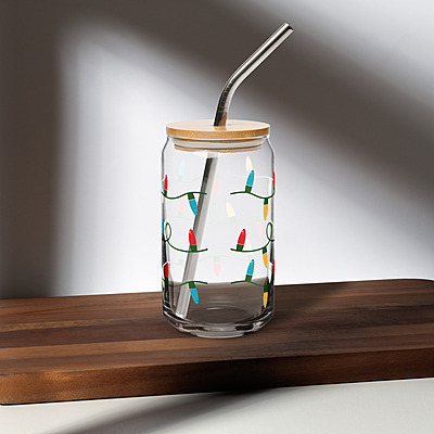 Christmas Lights Can-shaped glass