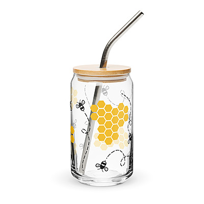Bees Can-shaped glass