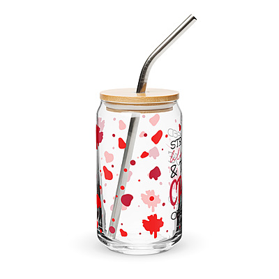 Stressed, Blessed & True Crime Obsessed Can-Shaped Glass with Bamboo Lid & Straw – 16 oz