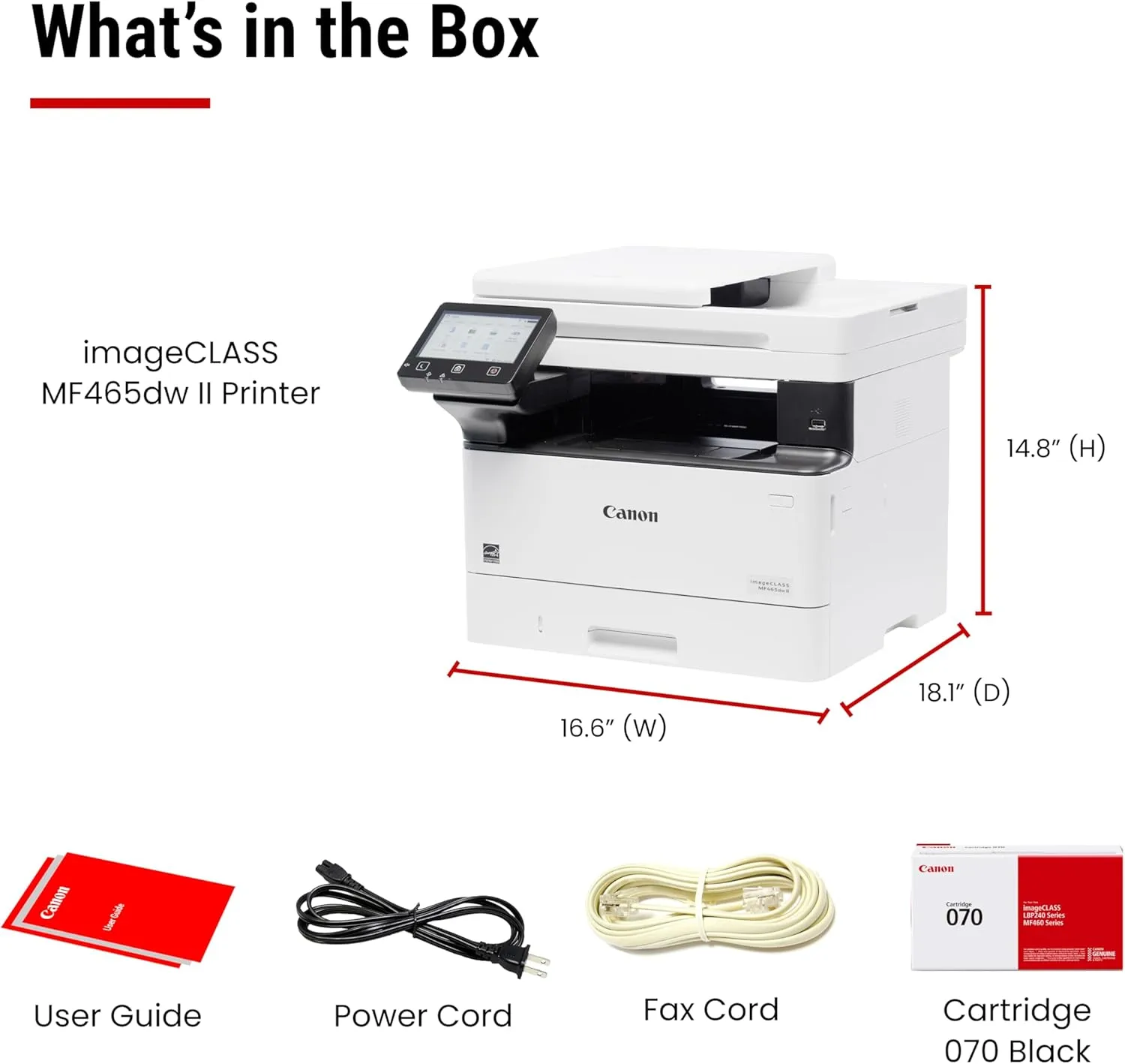 Canon imageCLASS MF465dw II - Wireless Duplex Laser Printer with Print, Copy, Scan, Fax, Expandable Paper Capacity and 3 Year Limited Warranty, 42 PPM New Model