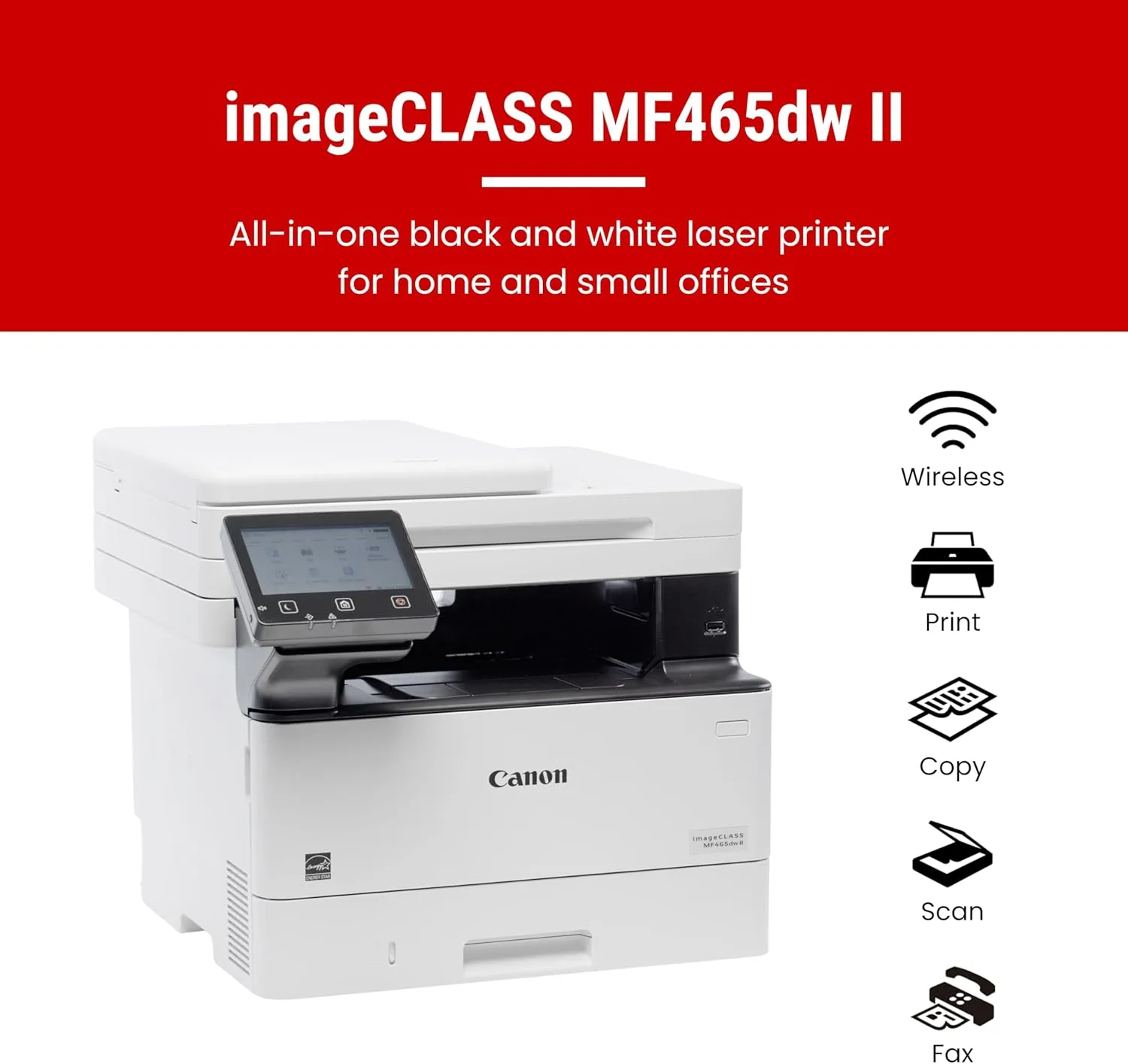Canon imageCLASS MF465dw II - Wireless Duplex Laser Printer with Print, Copy, Scan, Fax, Expandable Paper Capacity and 3 Year Limited Warranty, 42 PPM New Model