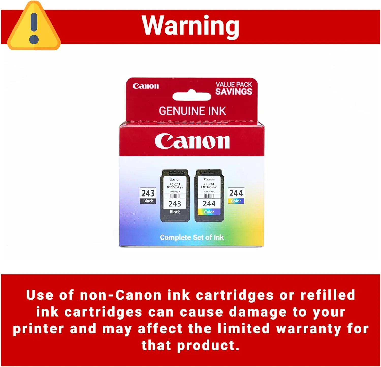 Canon PG-243 / CL-244 Genuine Ink Value Pack (2 Cartridges)