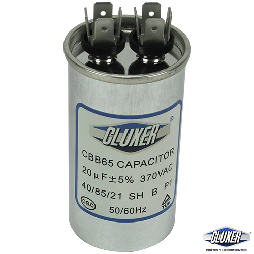 Capacitor de Trabajo, 20Mf, 370VAC +-5%, 50/60Hz, Cluxer - CXC37020
