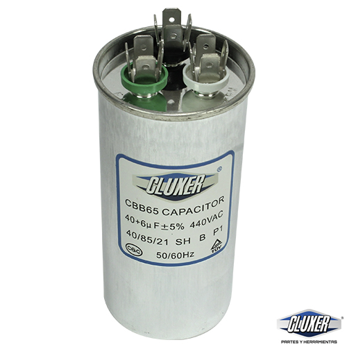 Capacitor De Trabajo, 40/6Mf, 440Vac -5%, 50/60Hz / Cluxer - CXC440406