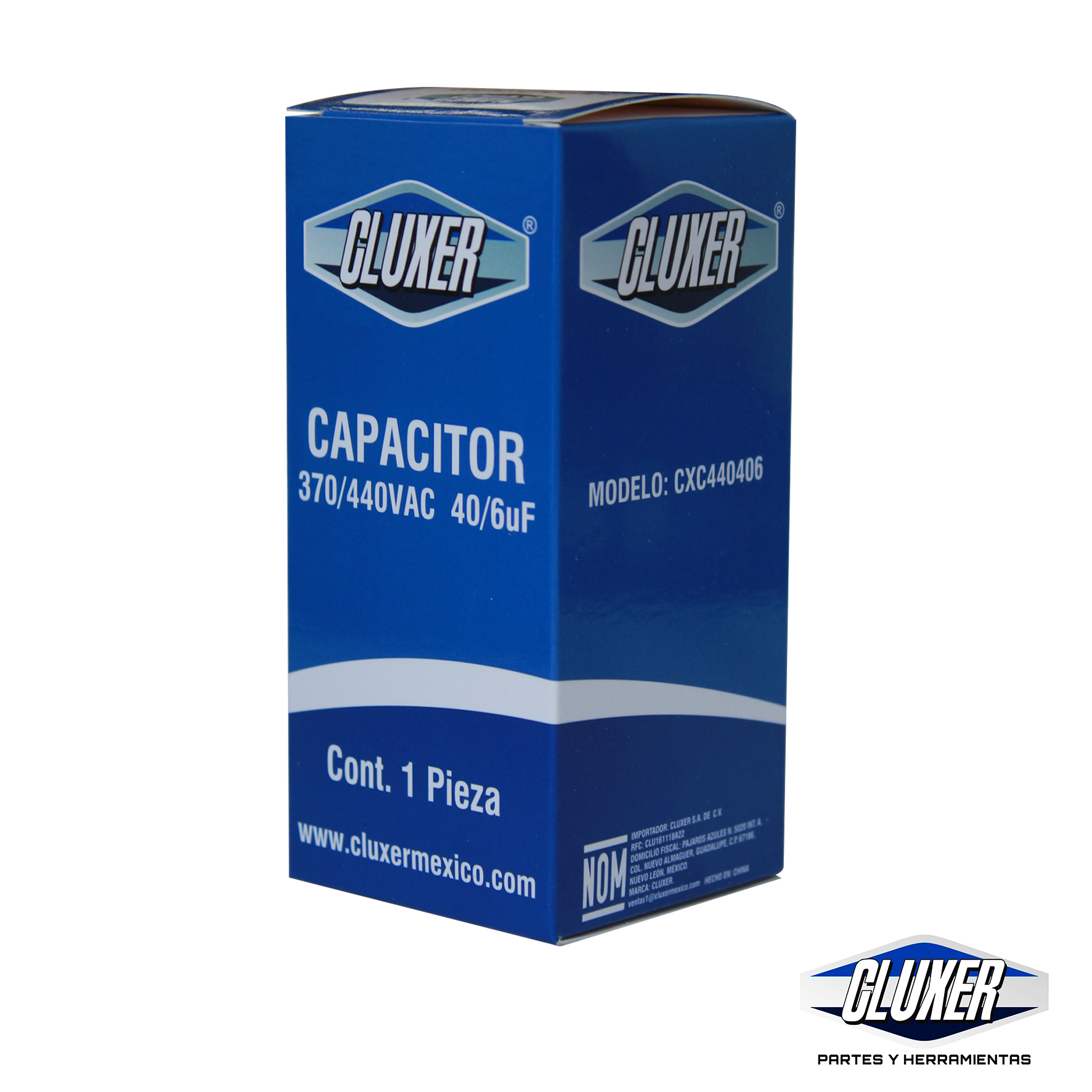 Capacitor De Trabajo, 40/6Mf, 440Vac -5%, 50/60Hz / Cluxer - CXC440406