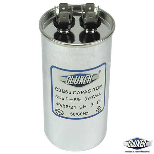 Capacitor de Trabajo, 45Mf, 370VAC +-5%, 50/60Hz, Cluxer CXC37045
