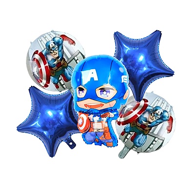 Captain America theme Foil balloons - 5 Pcs. Set