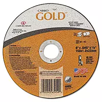 Carborundum 481-05539563954 Aluminum Oxide Type 01 Cutoff Wheel, 6", 0.045", 46 Grit, 7/8", 10185 rpm, Carbo Gold