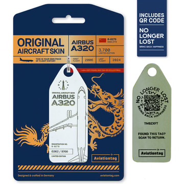 Aviationtag Airbus A320 - B-6279 QR Code - White