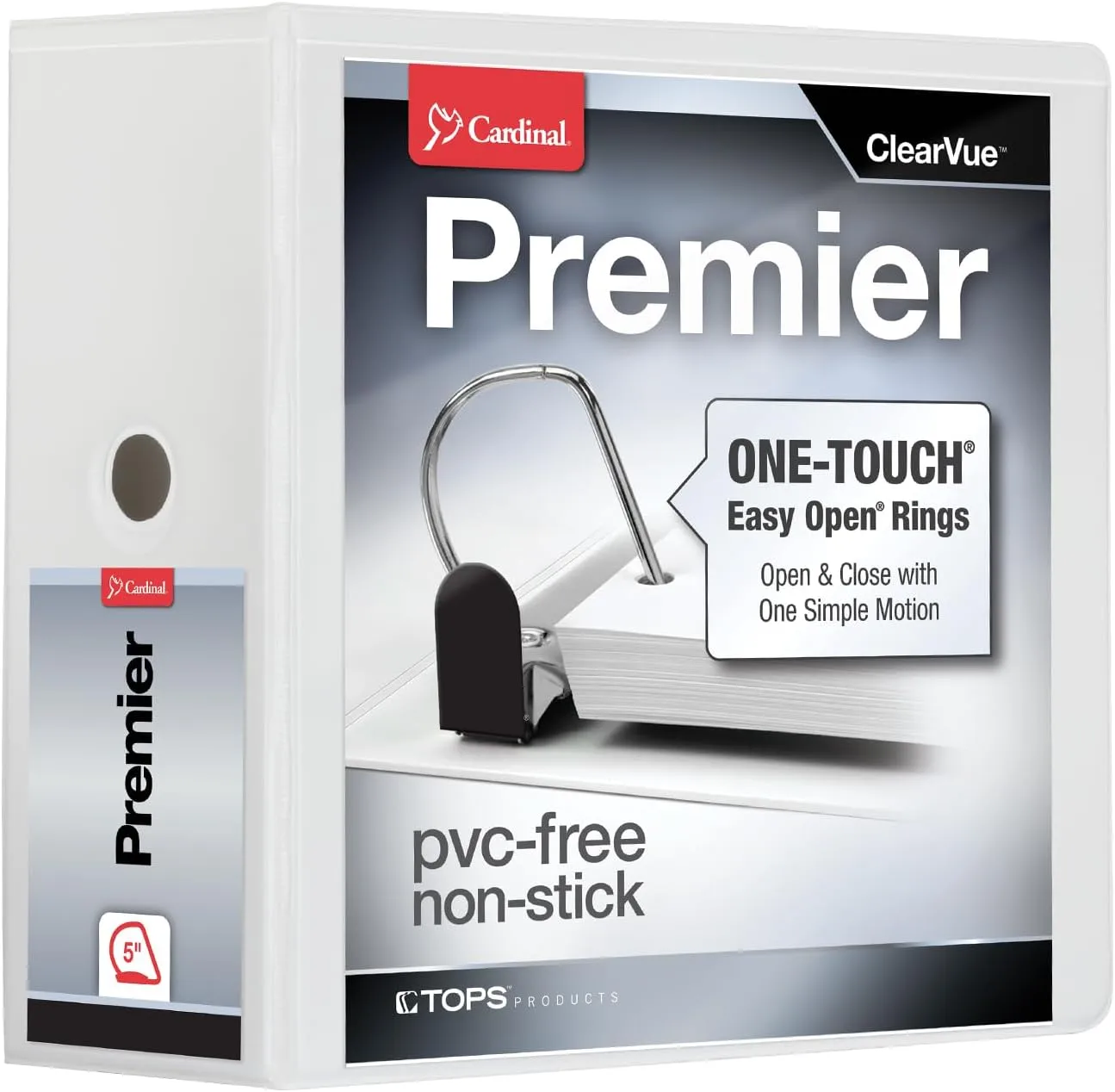 CARDINAL Premier Easy-Open ONE-TOUCH ClearVue Locking Slant-D Ring Binder