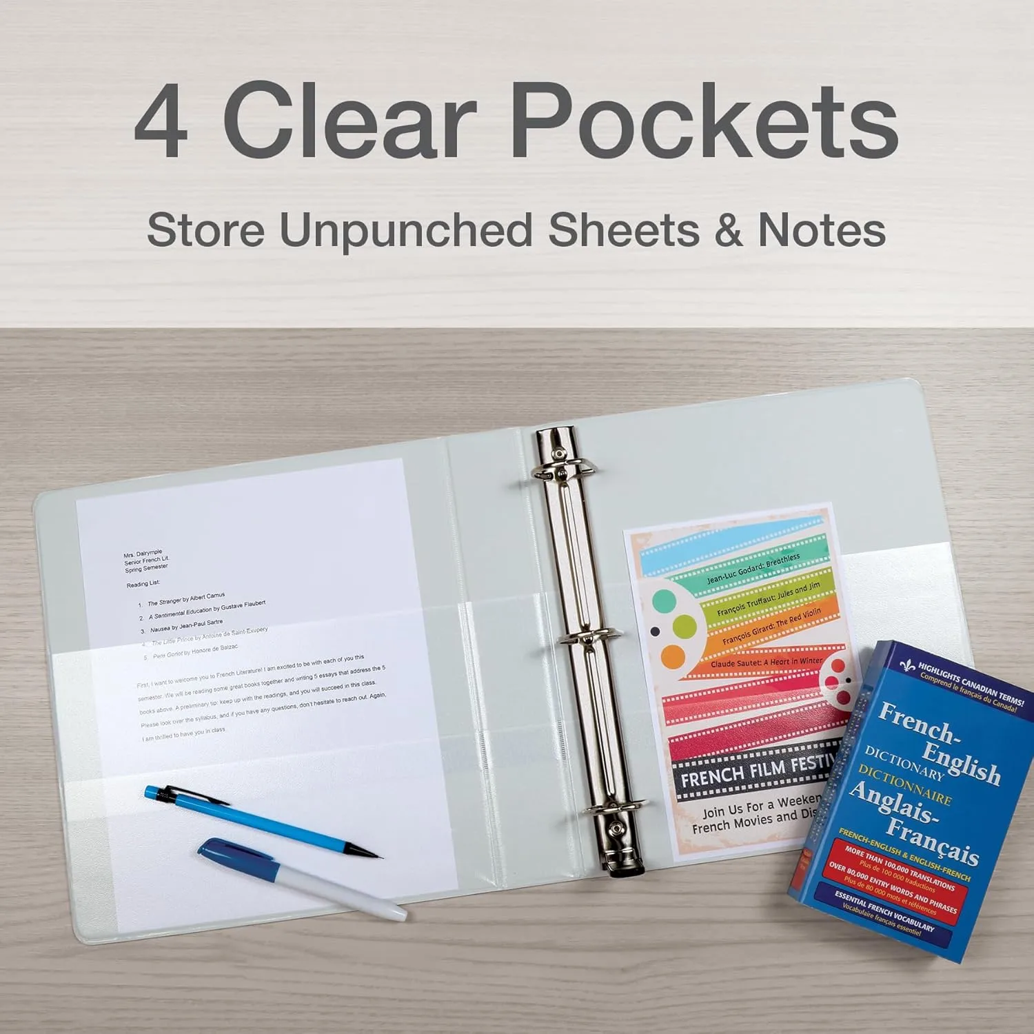 CARDINAL Premier Easy-Open ONE-TOUCH ClearVue Locking Slant-D Ring Binder