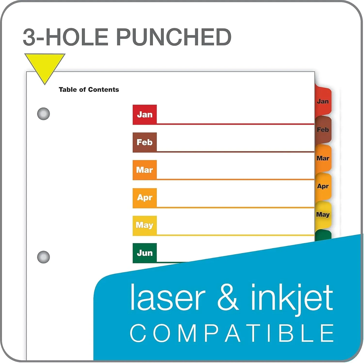 Cardinal OneStep Binder Dividers, 12-Tab Monthly, Customizable Table of Contents