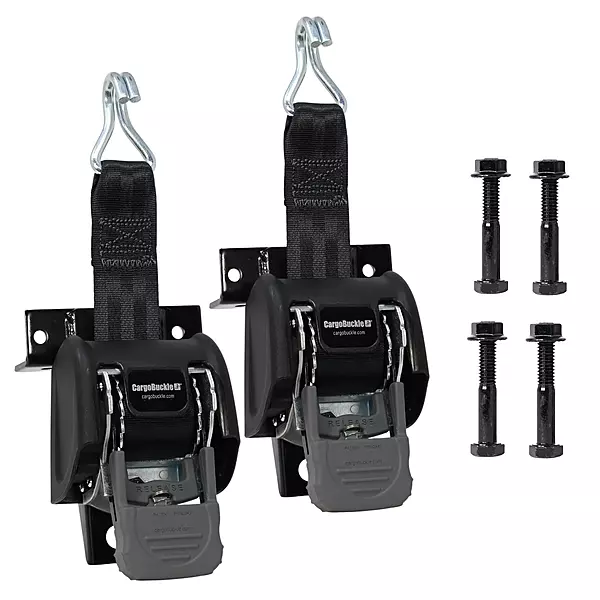 CargoBuckle F18816 Ladder Rack Tie-Down System, Square Mount Self Retracting Ratchet Straps for Trucks