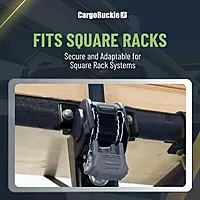 CargoBuckle F18816 Ladder Rack Tie-Down System, Square Mount Self Retracting Ratchet Straps for Trucks