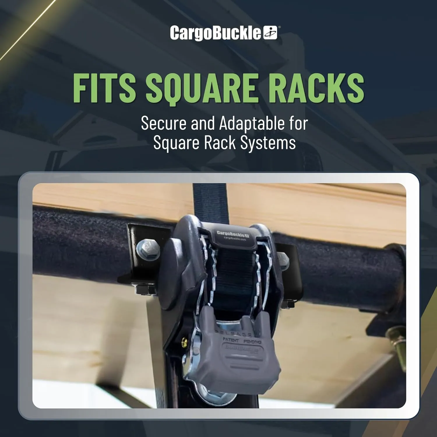 CargoBuckle F18816 Ladder Rack Tie-Down System, Square Mount Self Retracting Ratchet Straps for Trucks