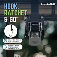 CargoBuckle F18816 Ladder Rack Tie-Down System, Square Mount Self Retracting Ratchet Straps for Trucks