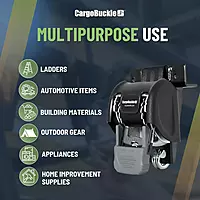 CargoBuckle F18816 Ladder Rack Tie-Down System, Square Mount Self Retracting Ratchet Straps for Trucks
