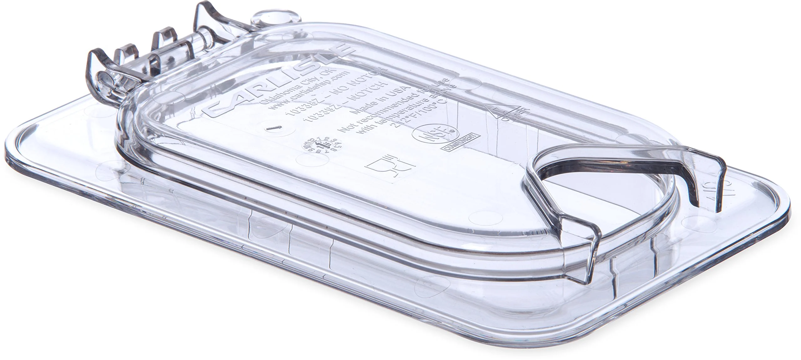 Carlisle FoodService Products 10339Z07 EZ Access Hinged Lid with Handle and Notch, Ninth Size, Clear
