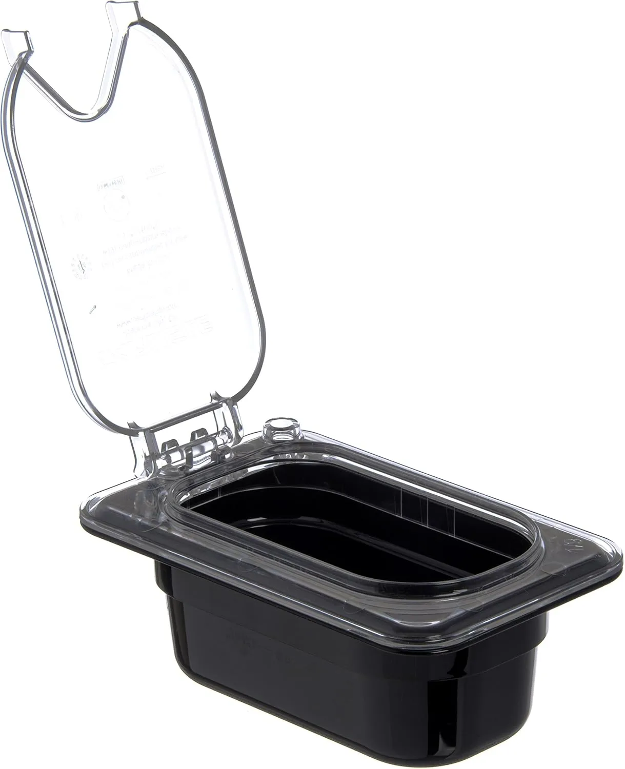 Carlisle FoodService Products 10339Z07 EZ Access Hinged Lid with Handle and Notch, Ninth Size, Clear