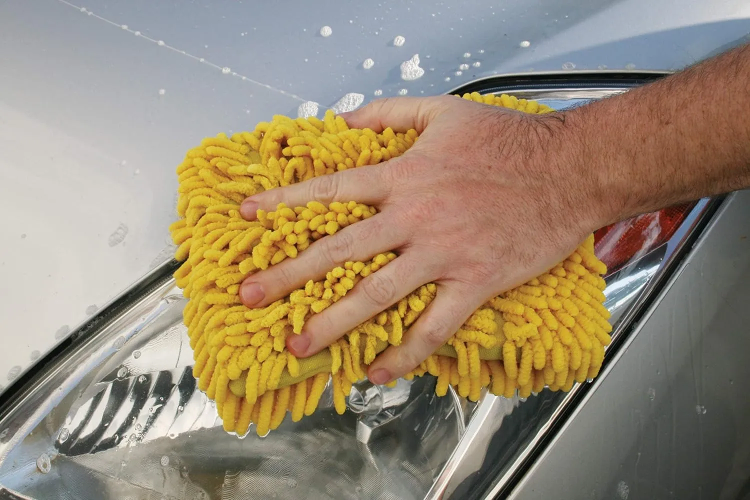Carrand 40309 Long Chenille Microfiber Car Wash Mitt, Yellow