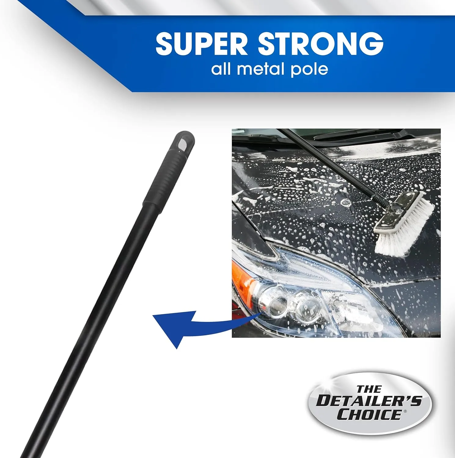 Carrand 93053 Deluxe Car Wash 8" Wash and Jet Dip Brush with 48" Handle
