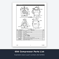 Carrier 05K compressor service parts list 62-02460 exploded view