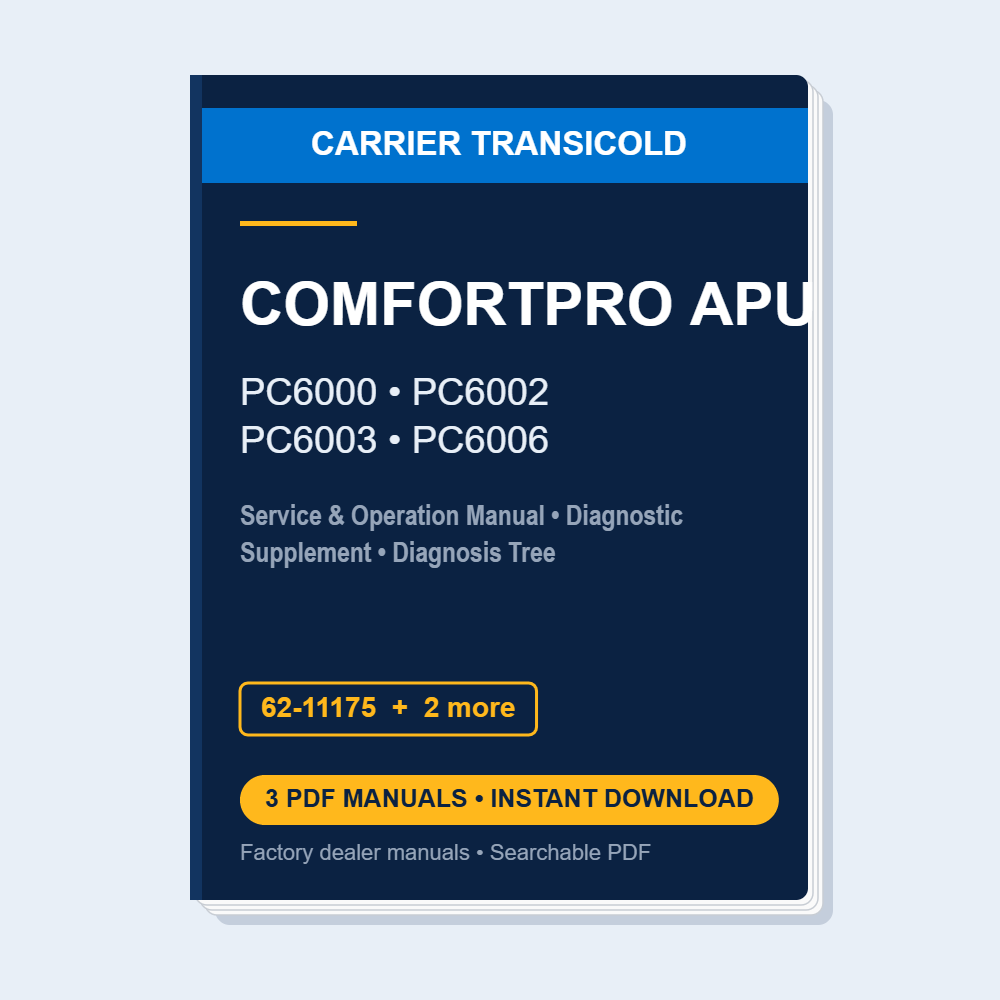 Carrier ComfortPro APU PC6000 PC6002 PC6003 PC6006 Service & Diagnostic Manual Set (3 PDF Manuals)