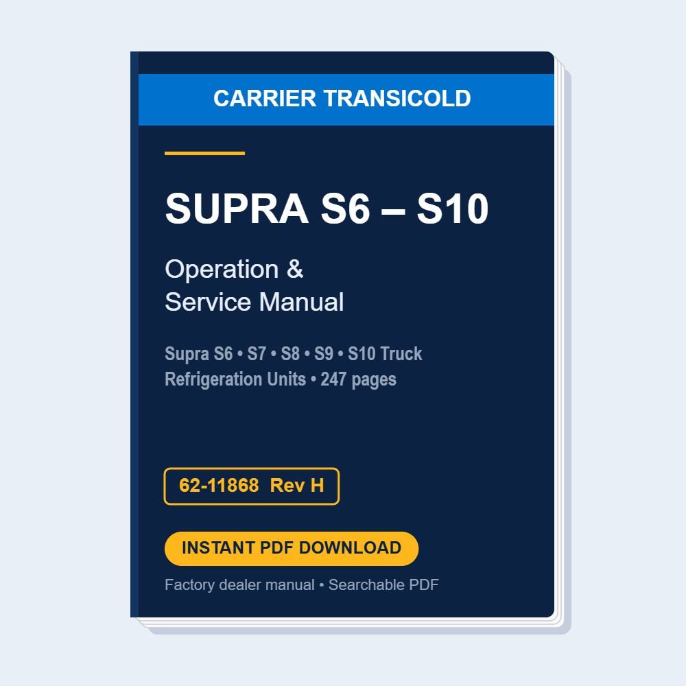 Carrier Supra S6 S7 S8 S9 S10 Operation & Service Manual 62-11868 Rev H (PDF Download)
