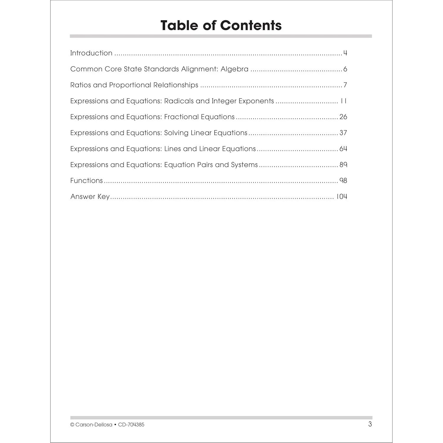 Carson Dellosa The 100 Series Algebra Workbook, Math Book for Grades 7 and Up Covering Fractions, Ratio