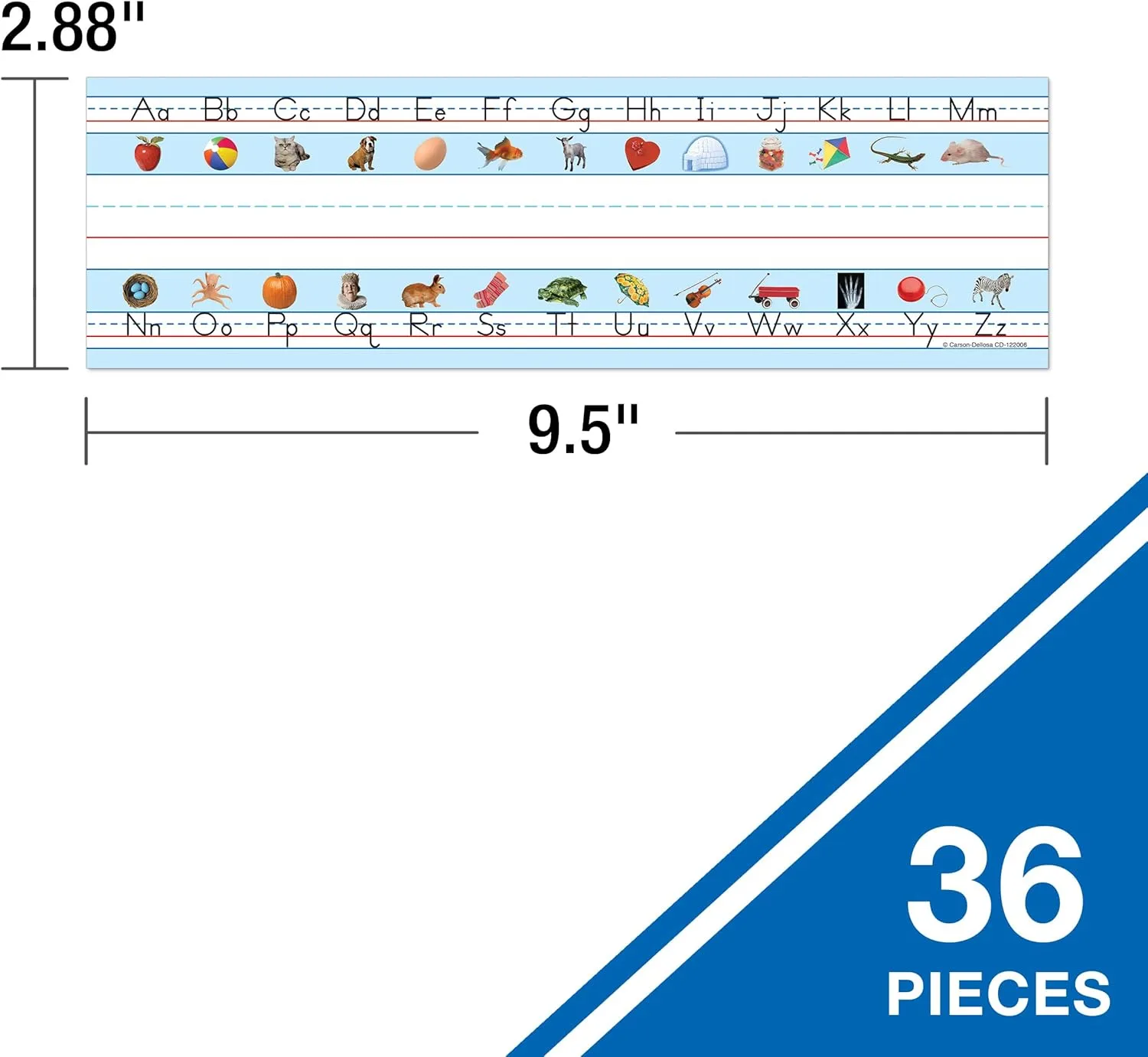 Carson Dellosa 36PC Alphabet Name Plate for Desk, ABC Nametags With Sight Words Illustrations for Letter Recognition