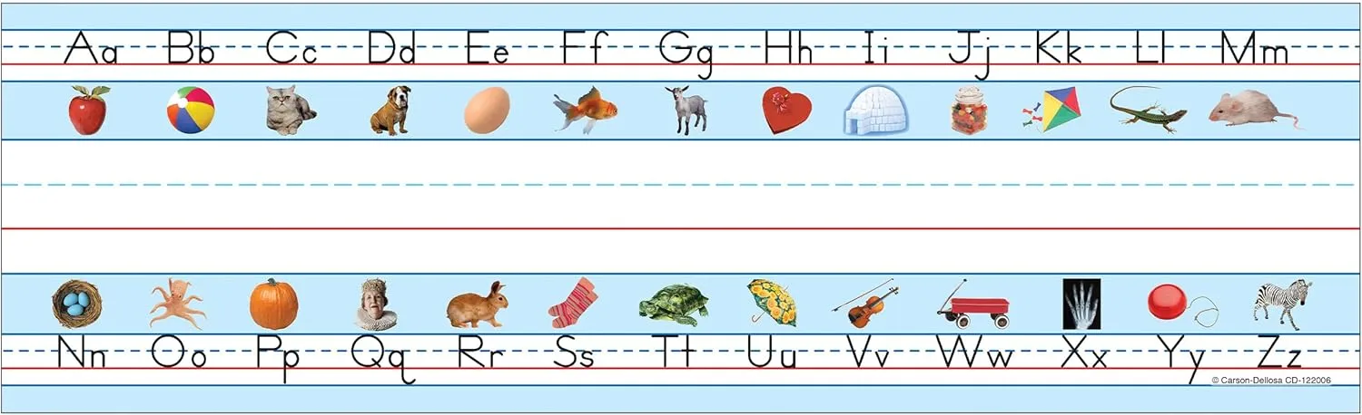 Carson Dellosa 36PC Alphabet Name Plate for Desk, ABC Nametags With Sight Words Illustrations for Letter Recognition