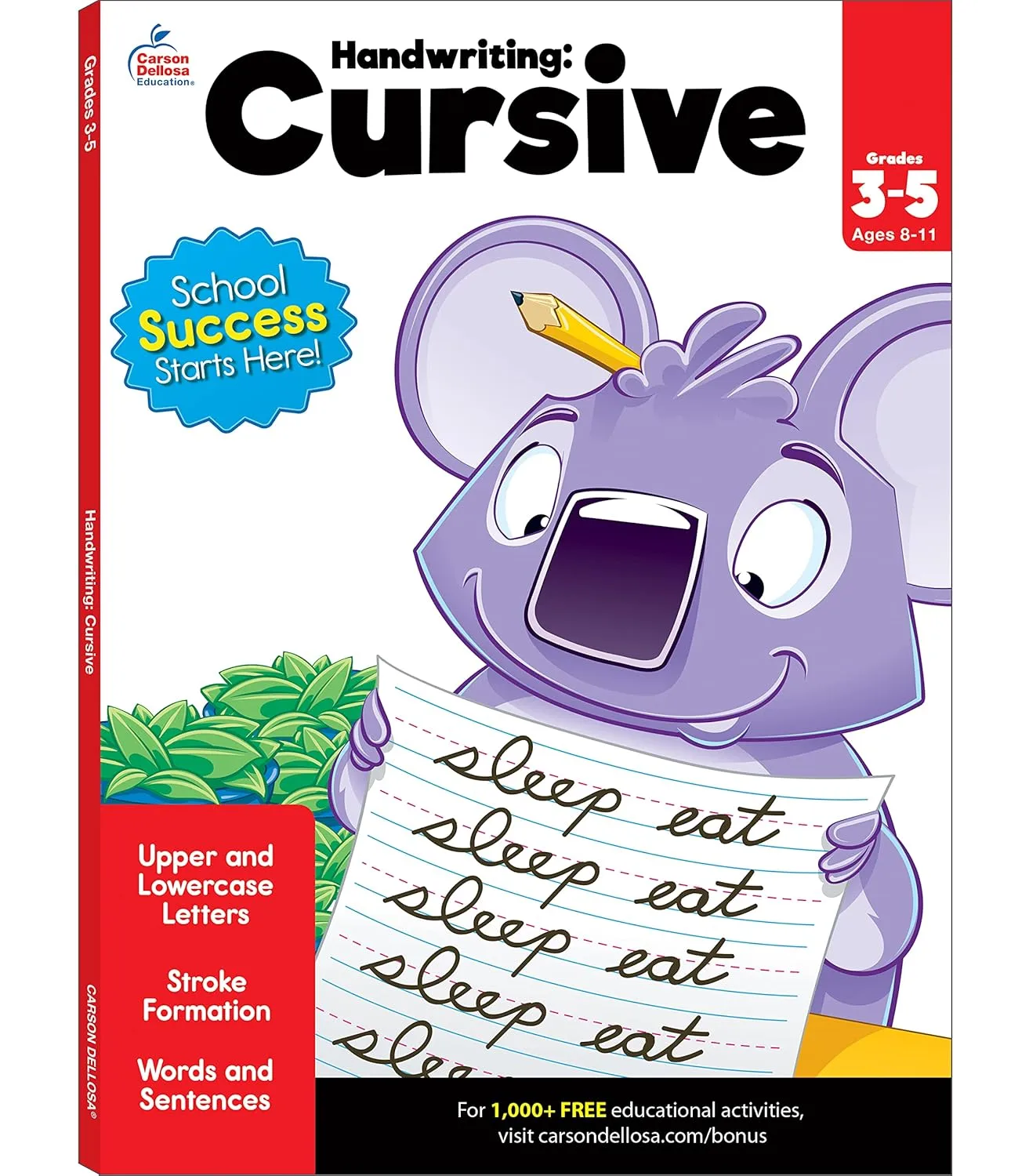 Carson Dellosa Grades 2-5 Cursive Handwriting Workbook, Writing Book With Sight Words, Sentences