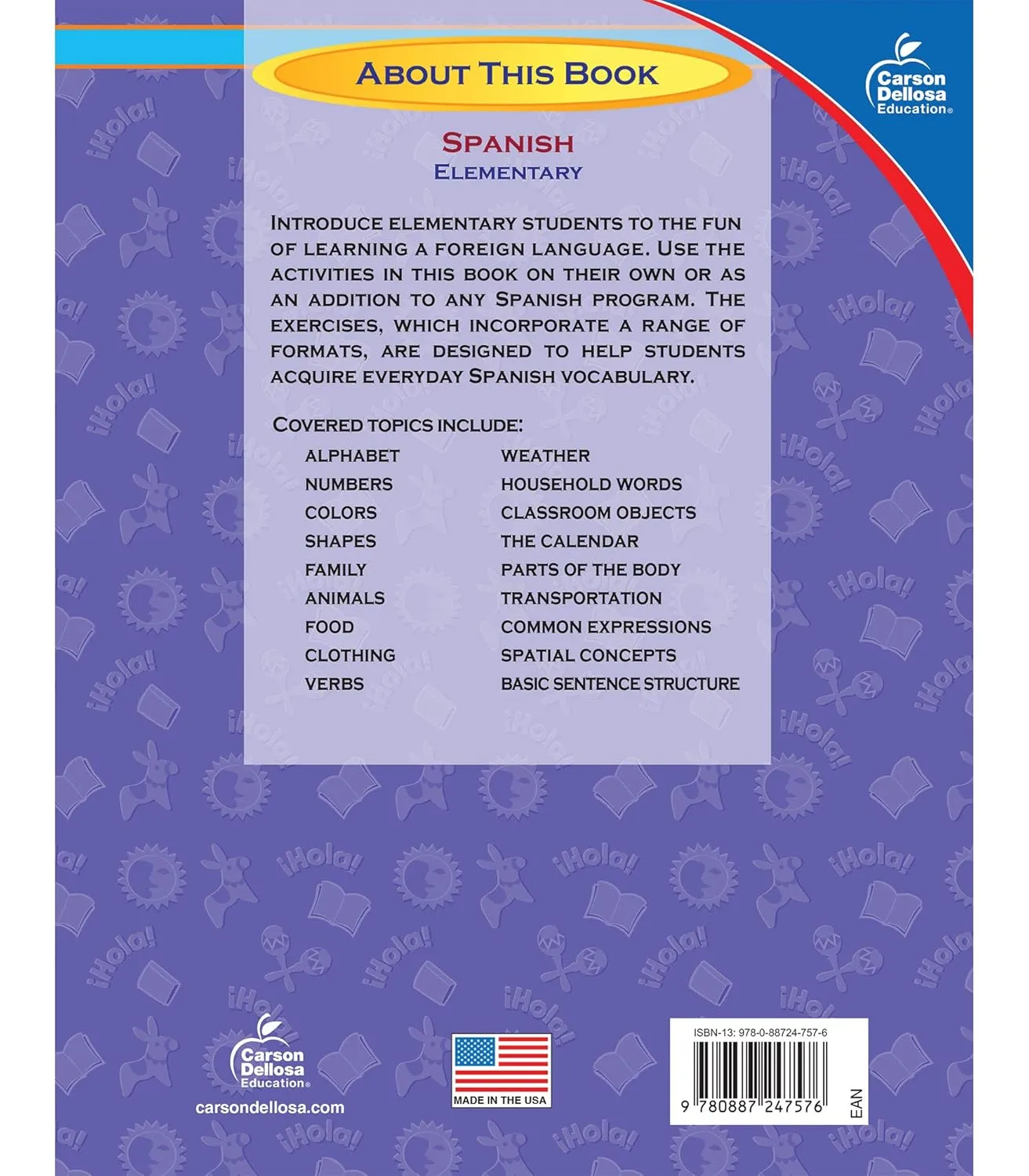 Skills For Success Elementary Spanish Workbook for Kids, Grades K-5 Spanish Vocabulary, Puzzles, and Writing Practice